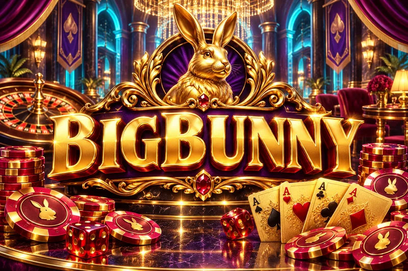 bigbunny brand artwork in a gold and jewel casino scene — original concept illustration