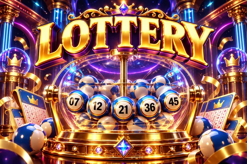 Gold lottery cage and decorative numbered balls — original concept illustration