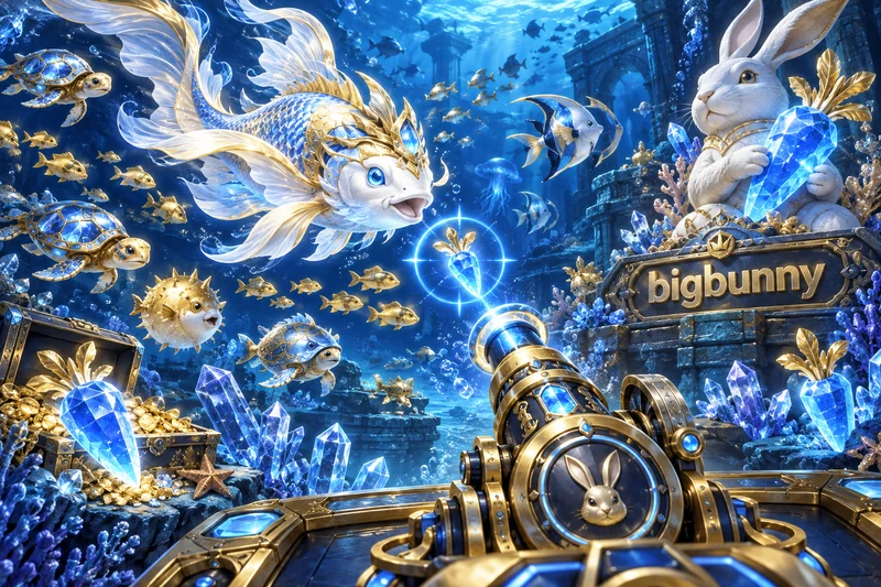 bigbunny — orihinal na fishing casino game concept art sa ice blue and pale gold