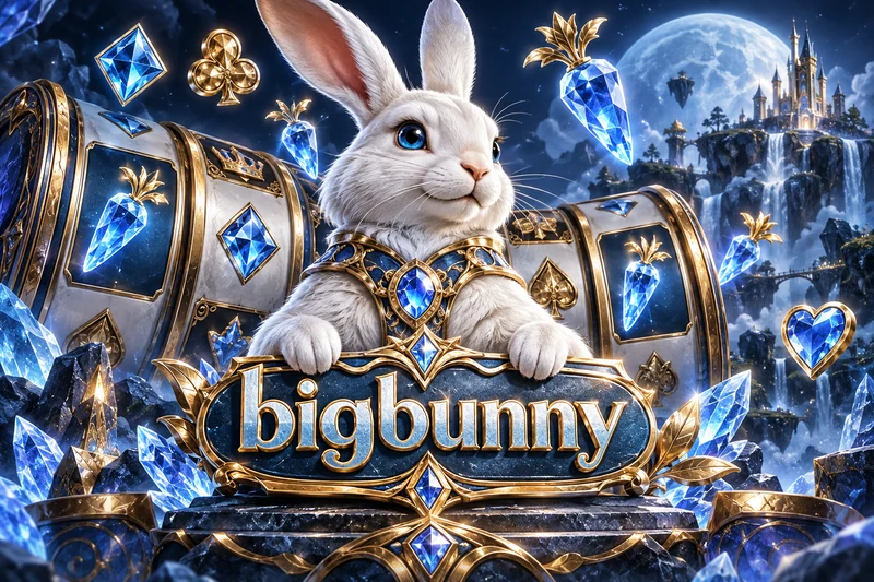 bigbunny — orihinal na slots casino game concept art sa ice blue and pale gold