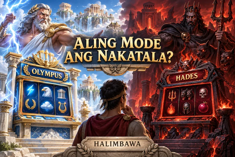 Orihinal na slot concept: Zeus vs Hades – Gods of War. Pagkilala sa napiling mode bago ikumpara ang bonus record. Hindi actual provider screenshot.