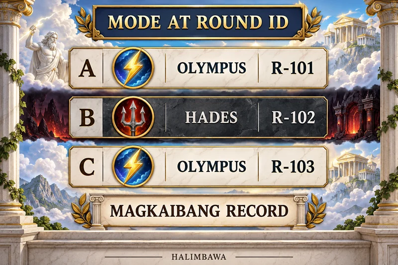 Paliwanag na hypothetical record: Zeus vs Hades – Gods of War. Pagkilala sa napiling mode bago ikumpara ang bonus record. Hindi actual provider screenshot.