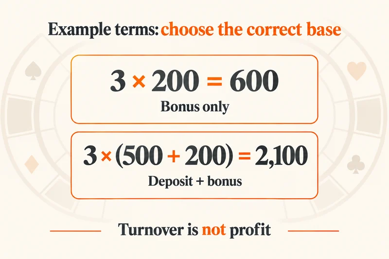 Hypothetical 3 ×bases produce 600 versus 2,100 turnover; the visual distinguishes turnover from profit.